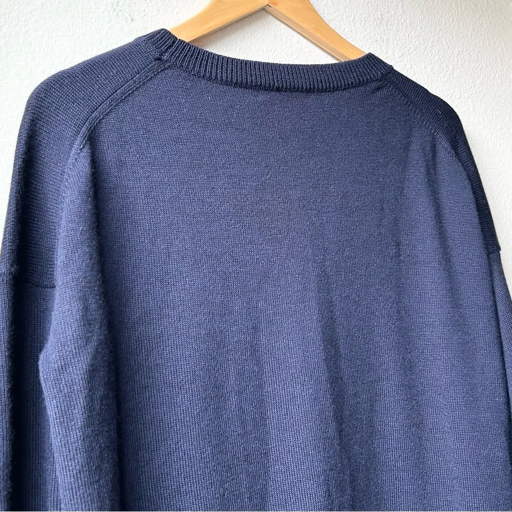 Aritzia Babaton Navy Blue Gunnar Pullover Knit Sweater Wool Step Hem Sz 2